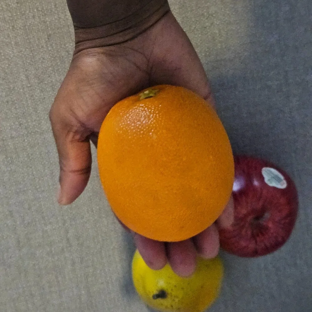 Lot Of 5 Realistic Large Artificial Pear, Apples, Orange Decor Plastic Fruits